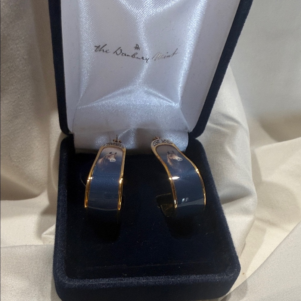 Danbury Mint Gold and Navy Earrings